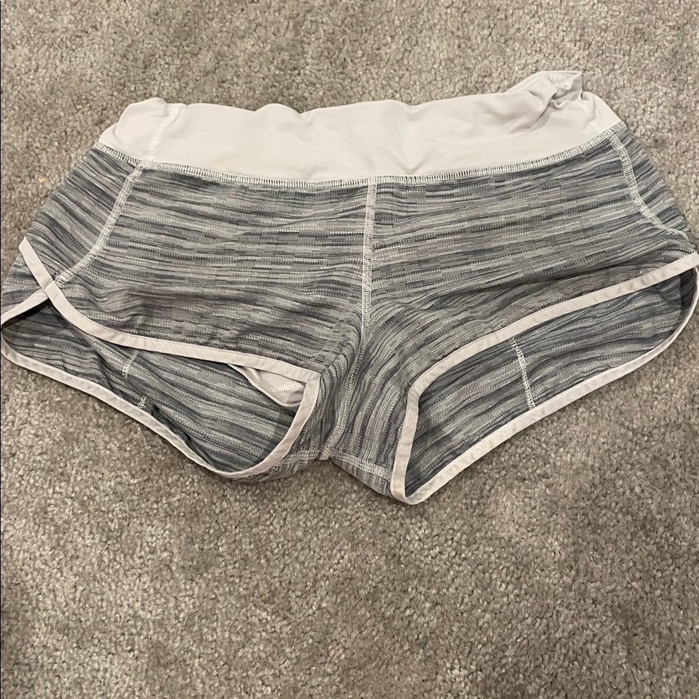 Striped Gray and White Athletic Shorts